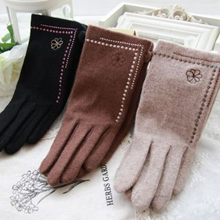 Rose Shop Embroidered Shearling Gloves