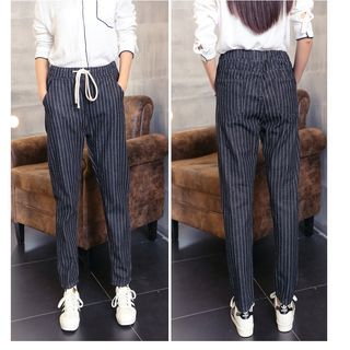 Sienne Drawstring Striped Straight Fit Pants