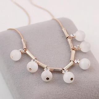 Love Generation Rhinestone Beaded Necklace White - One Size