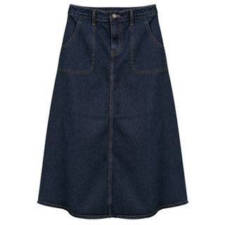 PEPER A-Line Denim Midi Skirt