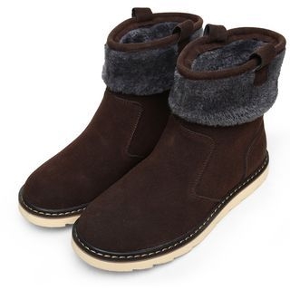 Feyboo Genuine Leather Fleece-lined Snow Boots