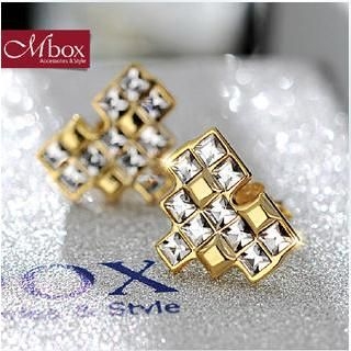 Mbox Jewelry Sterling Silver Swarovski Elements Crystal Heart Earrings
