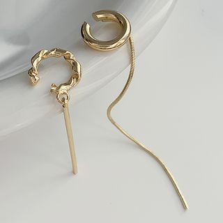 Chain Ear Cuff 1 Pair - Asymmetric - Gold - One Size