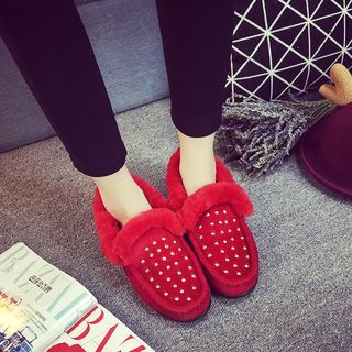 SouthBay Shoes Studded Furry Loafers