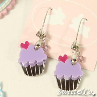 Sweet & Co. Mini Purple Cupcake Crystal Silver Earrings