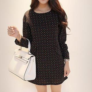 Dowisi Long-Sleeve Square Pattern Dress