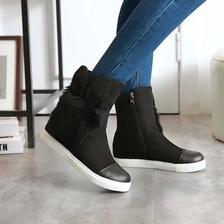 Shoes Galore Hidden Wedge Zip Short Boots