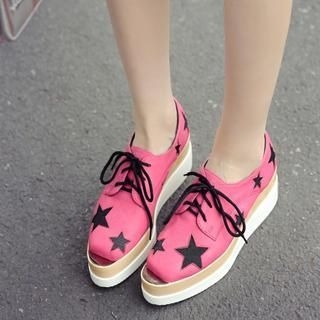 Pangmama Star Pattern Wedge Oxford Shoes
