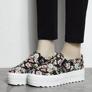 SouthBay Shoes Floral Platform Slip-Ons