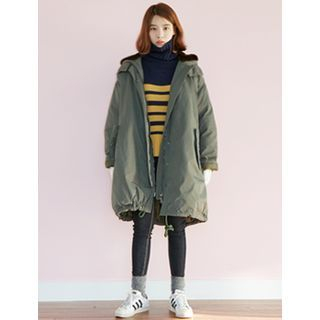 FROMBEGINNING Faux-Fur Hooded Duck-Down Padded Parka