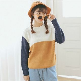 SUYISODA Colour Block Long-Sleeve Sweater