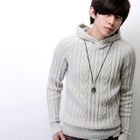 Cable-Knit Hooded Sweater