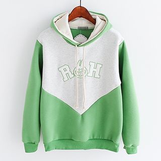 Sunny Day Color-Block Rabbit Embroidered Hoodie