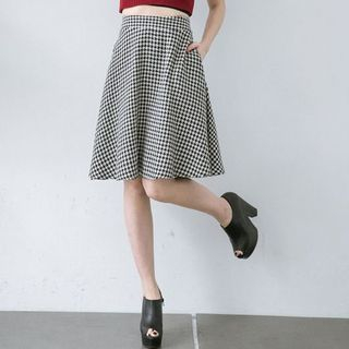 Tokyo Fashion Houndtooth A-Line Midi Skirt