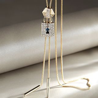 T400 Jewelers Rhinestone Lock Pendant Necklace