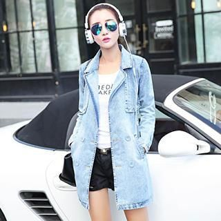 Romantica Washed Double-Breasted Denim Coat