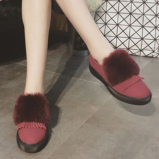 MISSMO Platfrom Furry Fringe Loafers