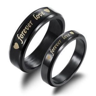 Tenri Couple Lettering Titanium Steel Ring