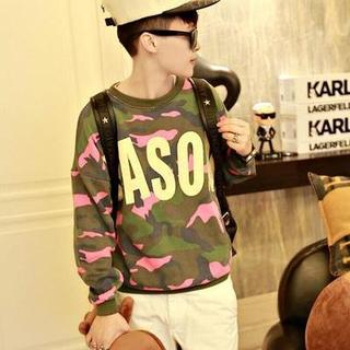JUN.LEE Camouflage Lettering Print Pullover