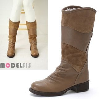 MODELSIS Genuine Leather Shirred Boots