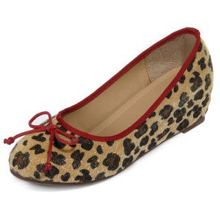 yeswalker Leopard Print Bow-Accent Wedges