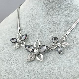 Glitglow Rhinestone Flower Necklace