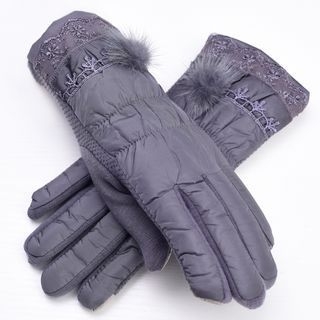 RGLT Scarves Pompom-Accent Gloves