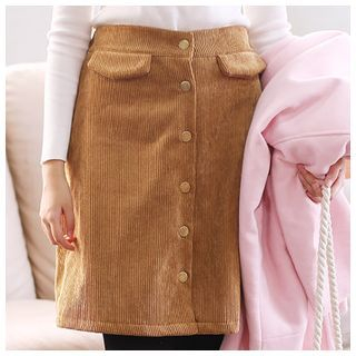 Sens Collection Buttoned Corduroy Skirt