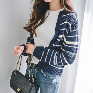 JUSTONE Open-Front Stripe Cardigan