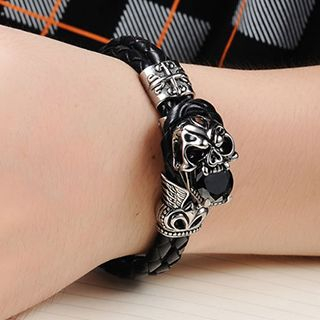 Andante Genuine Leather Skull Leather Bracelet