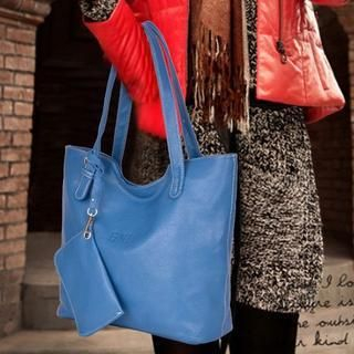 M.R. Faux-Leather Tote with Pouch