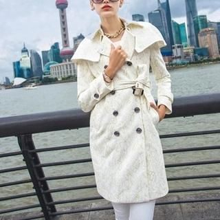 SEYLOS Embroidered Doble-Breasted Trench Coat