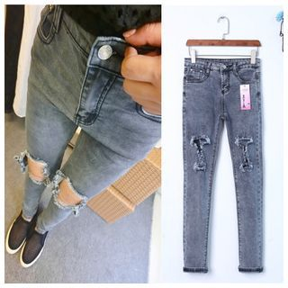 Sienne Distressed Washed Skinny Jeans