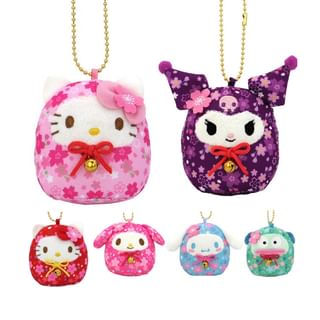 Nakajima Corp. Sanrio Characters Mascot Bag Charm (Sakura Daruma) Kuromi (9×9×5Cm)
