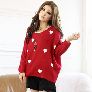 Heart-Appliqu Sweater