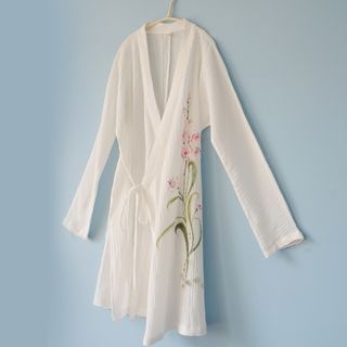 Rivulet Floral Print Chinese Linen-Blend Dress