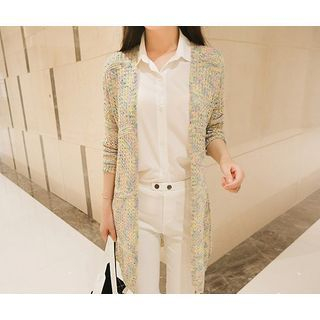 Soft Luxe Perforated Open-Front Knit Cardigan