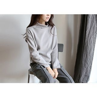 Hello sweety Mock-Neck Brushed Fleece Top