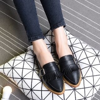 Mancienne Buckled Fringed Loafers