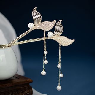 Mermaid Tail Faux Pearl Fringed Alloy Hair Stick