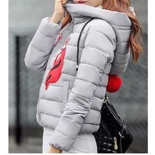 Sienne Fox Applique Hooded Padded Jacket