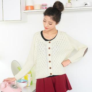 59 Seconds Elbow Patch Cardigan  Cream - One Size