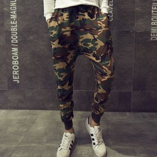 Bay Go Mall Camouflage Gather Cuff Harem Pants