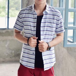 SeventyAge Stripe Short-Sleeve Shirt