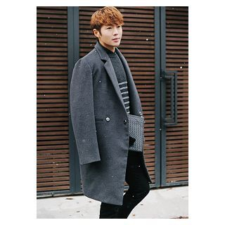 HOTBOOM Notched-Lapel Cashmere Wool Blend Coat