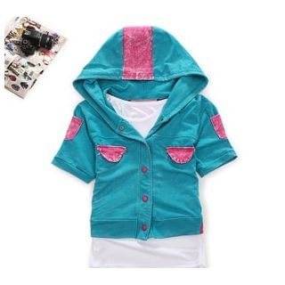 Cute Colors Set: Short-Sleeve Hood Jacket + Tank Top