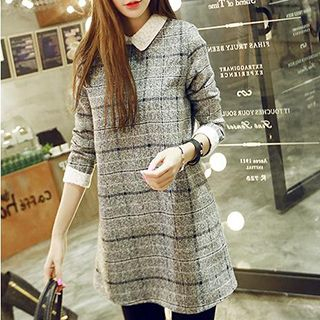 Fashion Street Collared Plaid Shift Dress