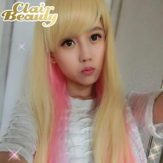 Clair Beauty Long Full Wig - Straight Pink Mix Yellow - One Size