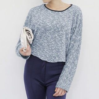 Everose Contrast-Trim Dip-Back Sweater