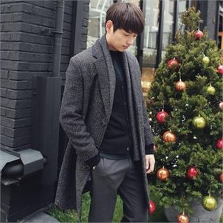 MITOSHOP Notched-Lapel Wool Blend Coat